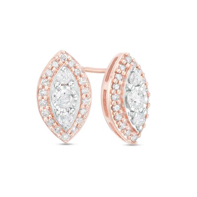 0.45 CT. T.W. Marquise Multi-Diamond Frame Stud Earrings in 10K Rose Gold
