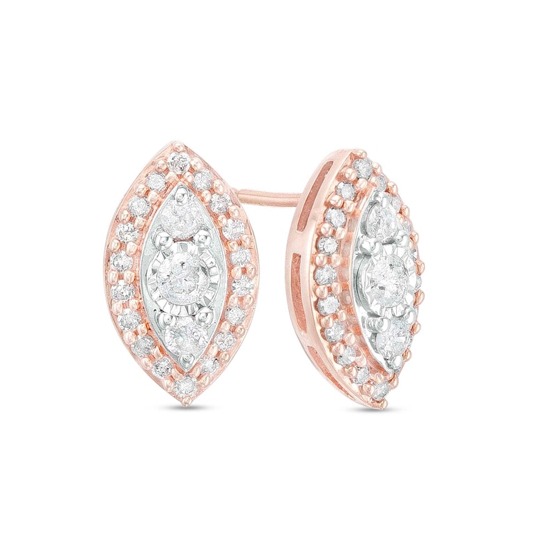 0.45 CT. T.W. Marquise Multi-Diamond Frame Stud Earrings in 10K Rose Gold