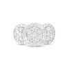 CT. T.W. Multi-Diamond Frame Triple Flower Ring in 10K White Gold