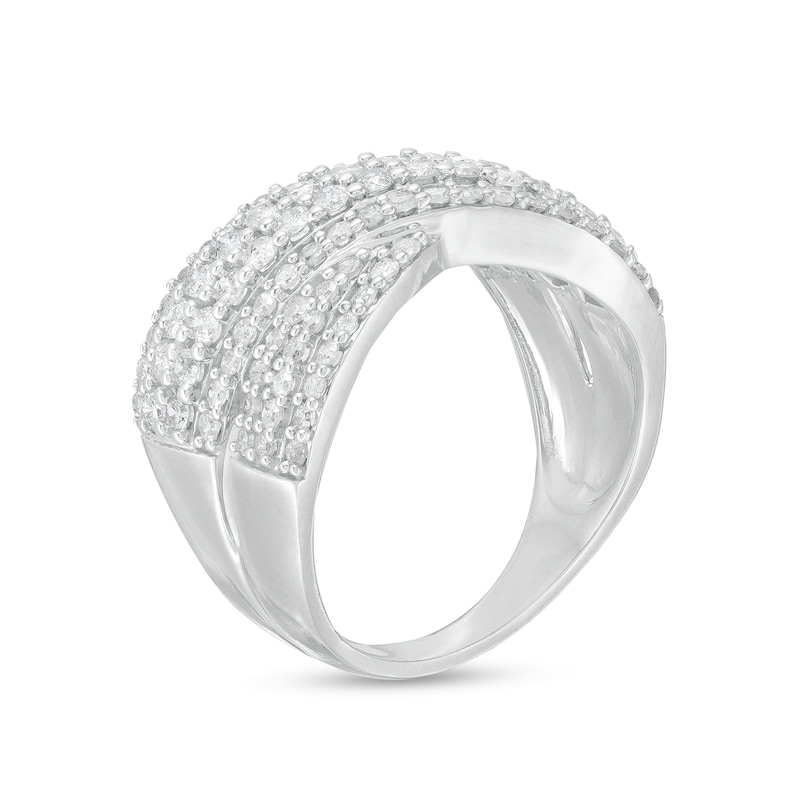 1.29 CT. T.W. Diamond Multi-Row Crossover Ring in 10K White Gold