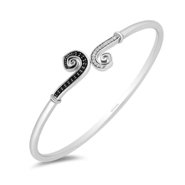 Disney Treasures The Nightmare Before Christmas 0.18 CT. T.W. Black and White Diamond Spiral Bangle in Sterling Silver