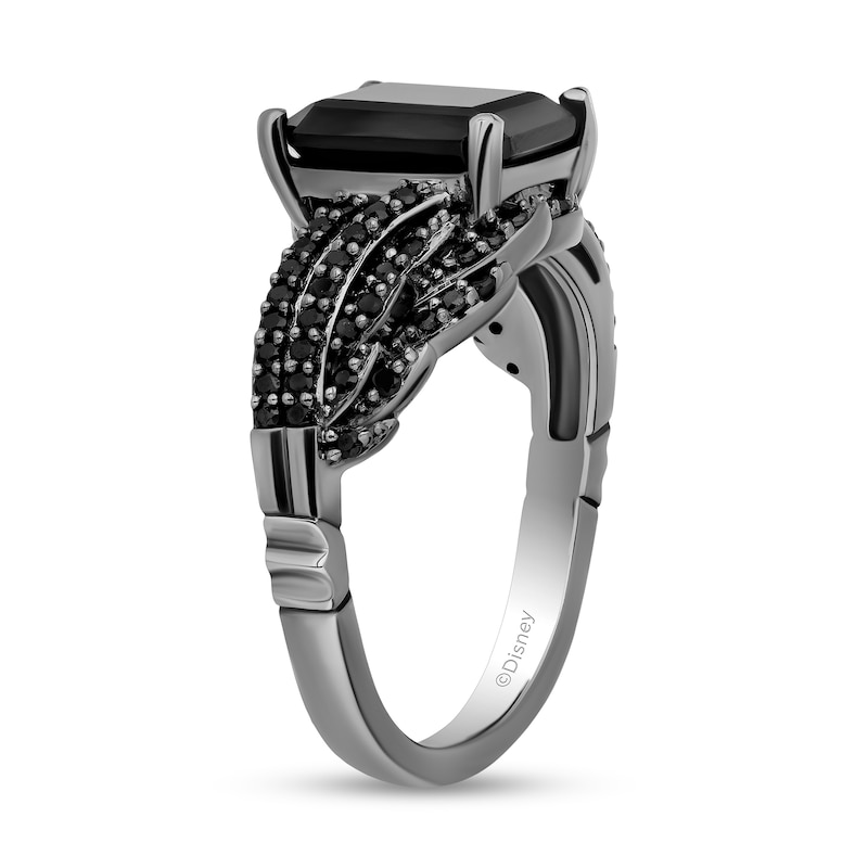 Main Image 2 of Enchanted Disney Villains Maleficent Emerald-Cut Onyx and 0.29 CT. T.W. Black Diamond Ring in Sterling Silver - Size 7