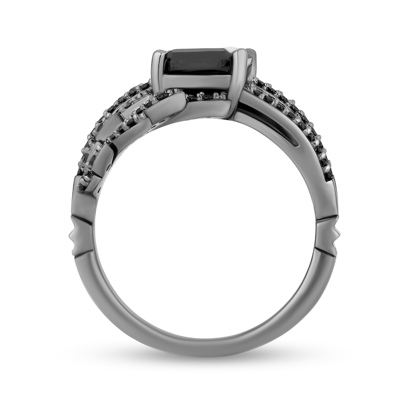 Main Image 3 of Enchanted Disney Villains Maleficent Emerald-Cut Onyx and 0.29 CT. T.W. Black Diamond Ring in Sterling Silver - Size 7