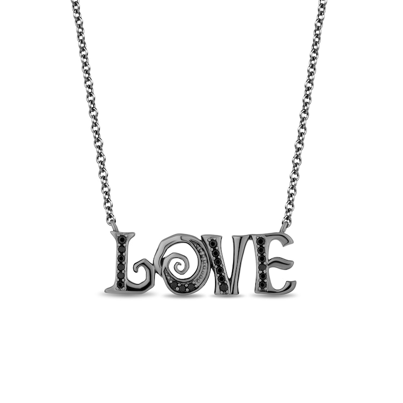 Disney Treasures The Nightmare Before Christmas 0.145 CT. T.W. Black Diamond "LOVE" Necklace in Sterling Silver|Peoples Jewellers