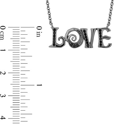 Disney Treasures The Nightmare Before Christmas 0.145 CT. T.W. Black Diamond "LOVE" Necklace in Sterling Silver