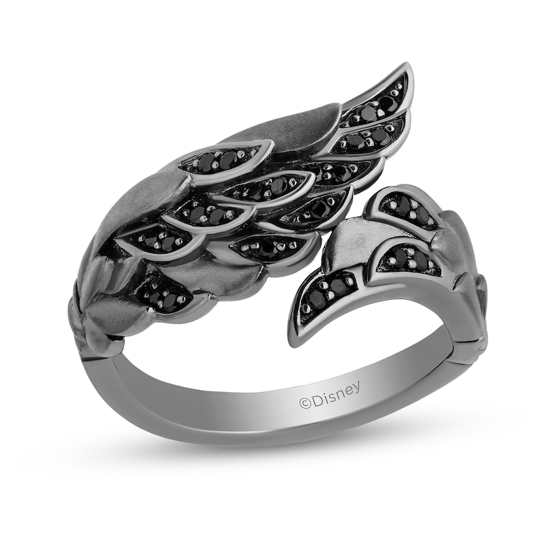 Enchanted Disney Villains Maleficent 0.18 CT. T.W. Black Diamond Ring in Sterling Silver with Black Rhodium – Size 7