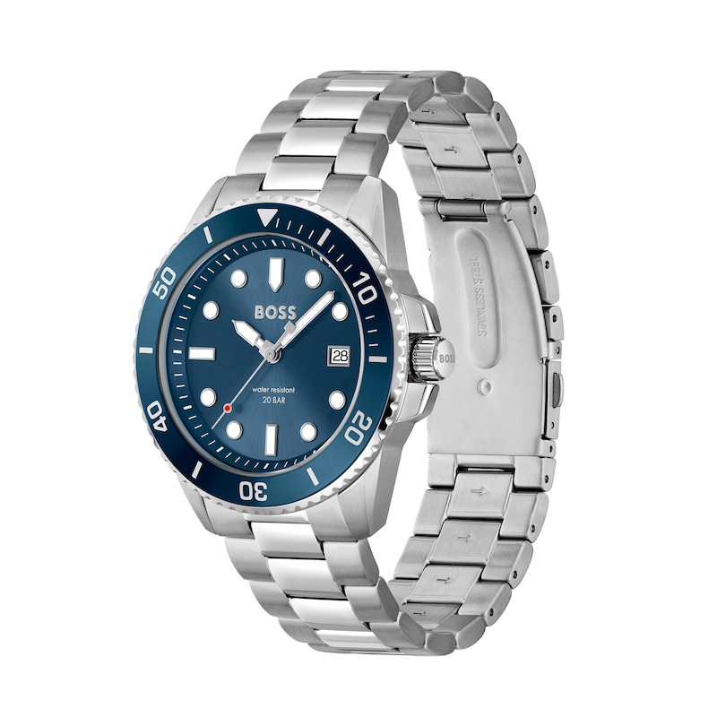 Men's Hugo Boss Ace Two-Tone Watch with Blue Dial (Model: 1513916)|Peoples Jewellers