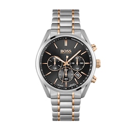 Men's Hugo Boss Champion Two-Tone Chronograph Watch with Black Dial (Model: 1513819)