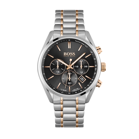 Men's Hugo Boss Champion Two-Tone Chronograph Watch with Black Dial (Model: 1513819)