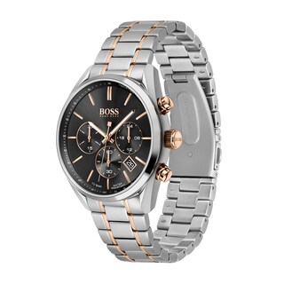 Men's Hugo Boss Champion Two-Tone Chronograph Watch with Black Dial (Model: 1513819)