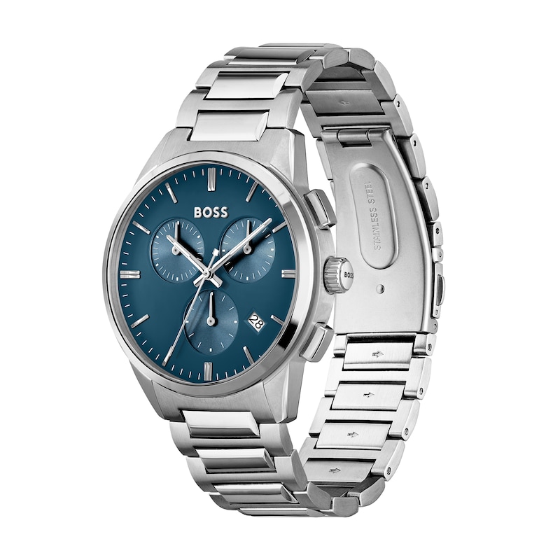 Peoples Jewellers Men's Hugo Boss Dapper Chronograph Watch with Blue Dial  (Model: 1513927)|Peoples Jewellers | Upper Canada Mall