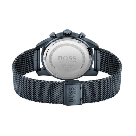 Men's Hugo Boss Skymaster Blue IP Chronograph Mesh Watch with Blue Dial (Model: 1513836)