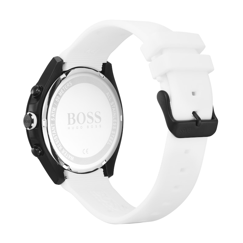 Main Image 3 of Men's Hugo Boss Velocity Two-Tone Silicone Strap Chronograph Watch with Black Dial (Model: 1513718)