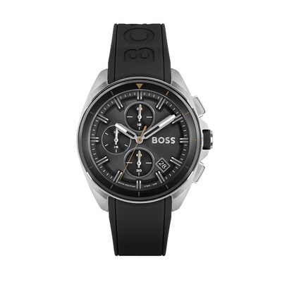 Men's Hugo Boss Volane Black Silicone Strap Chronograph Watch with Black Dial (Model: 1513953)