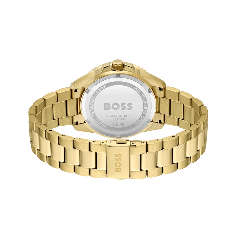 Men's Hugo Boss Ace Two-Tone IP Strap Watch with Black Dial (Model: 1513917)