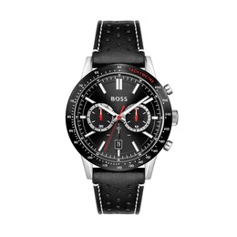 Men's Hugo Boss Allure Chronograph Black Leather Strap Watch with Black Dial (Model: 1513920)