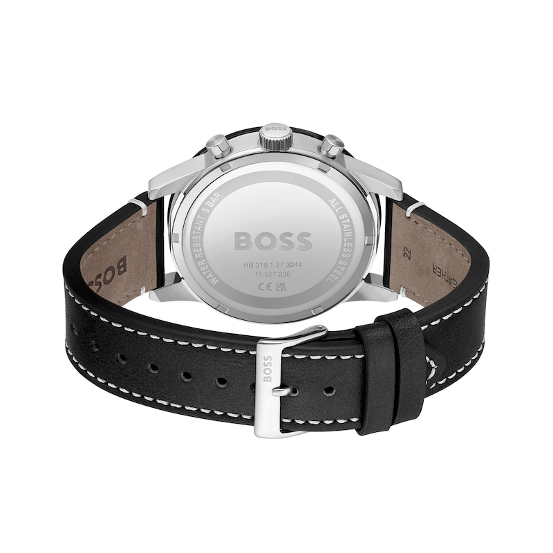 Men's Hugo Boss Allure Chronograph Black Leather Strap Watch with Black Dial (Model: 1513920)