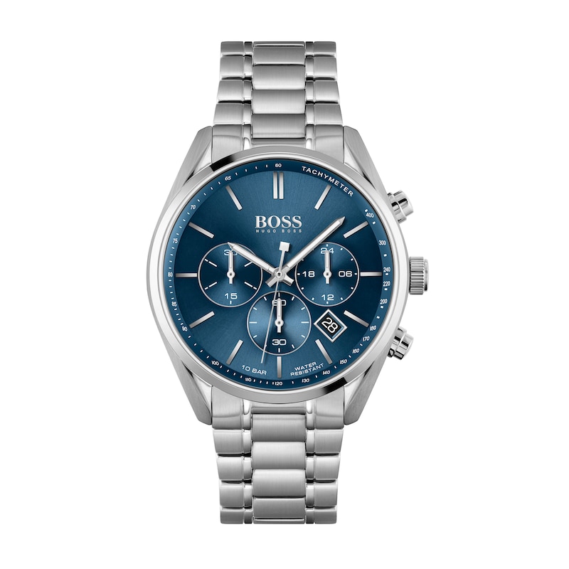 Men\'s Hugo Boss Champion Chronograph Blue Watch Dial Jewellers | (Model: with Peoples 1513818)