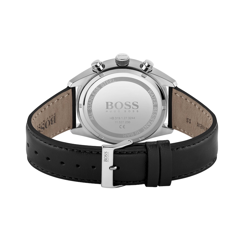 Main Image 3 of Men's Hugo Boss Champion Chronograph Black Leather Strap Watch with Black Dial (Model: 1513816)