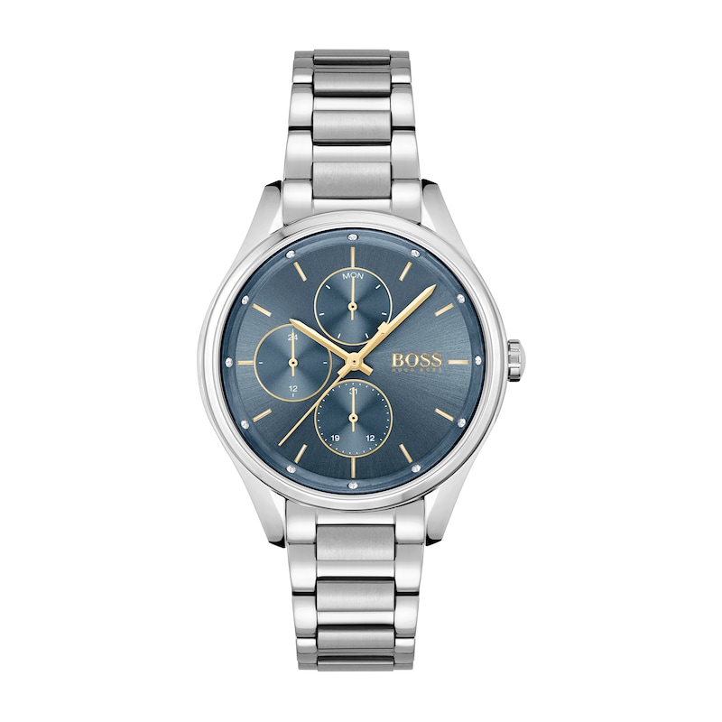 Ladies' Hugo Boss Grand Course Chronograph Watch with Blue Dial (Model: 1502583)|Peoples Jewellers