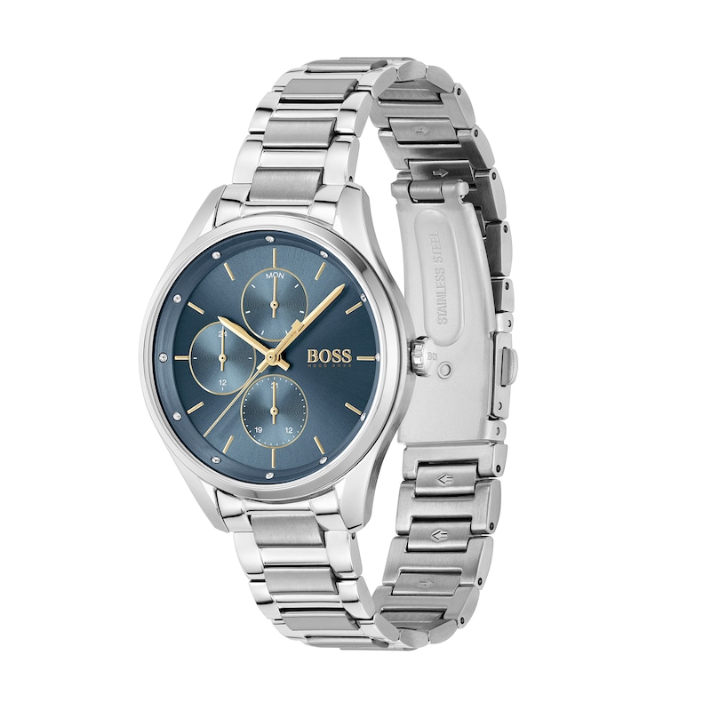 Ladies' Hugo Boss Grand Course Chronograph Watch with Blue Dial (Model: 1502583)