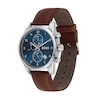 Thumbnail Image 1 of Men's Hugo Boss Skymaster Chronograph Brown Leather Strap Watch with Blue Dial (Model: 1513940)