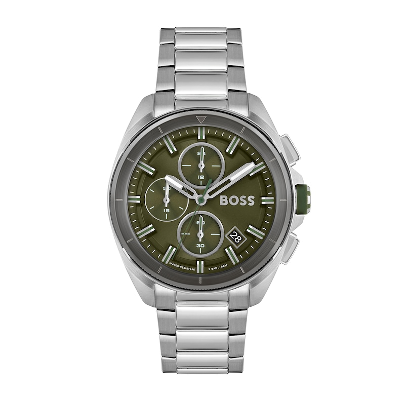 Peoples Men\'s Hugo Boss Volane Chronograph Watch with Green Dial (Model:  1513951)|Peoples Jewellers | Halifax Shopping Centre