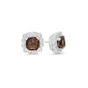 Thumbnail Image 1 of 5.0mm Cushion-Cut Smoky Quartz and White Lab-Created Sapphire Scallop Frame Stud Earrings in Sterling Silver