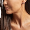 Thumbnail Image 2 of 5.0mm Cushion-Cut Smoky Quartz and White Lab-Created Sapphire Scallop Frame Stud Earrings in Sterling Silver