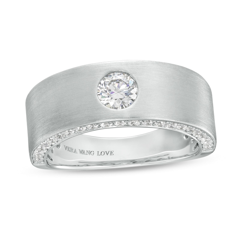 TRUE Lab-Created Diamonds by Vera Wang Love Men's 0.95 CT. T.W. Solitaire Wedding Band in 14K White Gold (F/SV2)|Peoples Jewellers