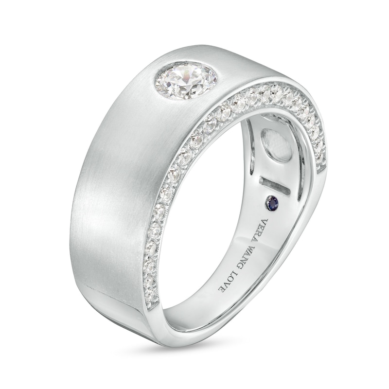 Main Image 3 of TRUE Lab-Created Diamonds by Vera Wang Love Men's 0.95 CT. T.W. Solitaire Wedding Band in 14K White Gold (F/SV2)