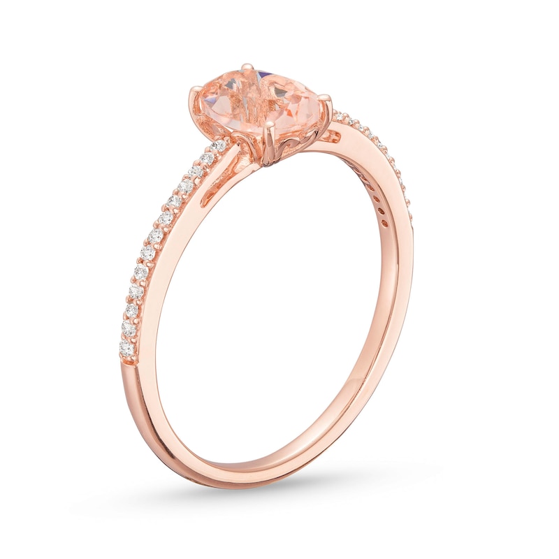Oval Morganite and 0.065 CT. T.W. Diamond Ring in 10K Rose Gold