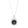 7.0mm Cushion-Cut Smoky Quartz and White Lab-Created Sapphire Scallop Frame Split Bail Pendant in Sterling Silver