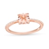 Thumbnail Image 0 of 6.0mm Cushion-Cut Morganite and 0.065 CT. T.W. Diamond Ring in 10K Rose Gold