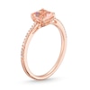 Thumbnail Image 2 of 6.0mm Cushion-Cut Morganite and 0.065 CT. T.W. Diamond Ring in 10K Rose Gold