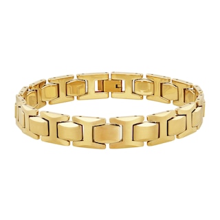 Men's 11.0mm H-Link Bracelet in Tungsten with Yellow Ion Plate - 8.5"