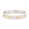 Thumbnail Image 0 of Men's 0.147 CT. T.W. Diamond Link Bracelet in Stainless Steel and Yellow Ion Plate - 8.5"