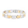 Thumbnail Image 1 of Men's 0.147 CT. T.W. Diamond Link Bracelet in Stainless Steel and Yellow Ion Plate - 8.5"