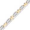 Thumbnail Image 2 of Men's 0.147 CT. T.W. Diamond Link Bracelet in Stainless Steel and Yellow Ion Plate - 8.5"