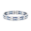 Thumbnail Image 1 of Men's 0.31 CT. T.W. Diamond Link Bracelet in Stainless Steel and Blue Ion Plate - 8.5"