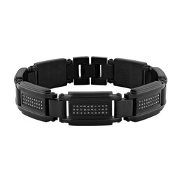 Men's 0.98 CT. T.W. Black Diamond Link Bracelet in Stainless Steel with Black Ion Plate - 8.5&quot;