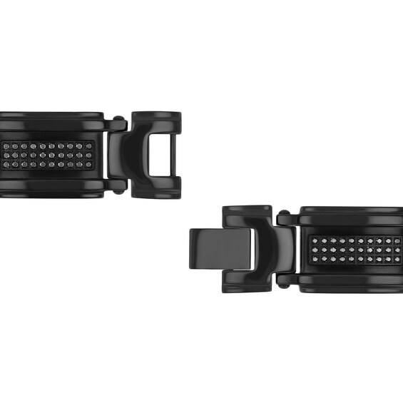 Men's 0.98 CT. T.W. Black Diamond Link Bracelet in Stainless Steel with Black Ion Plate - 8.5"