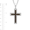 Men's Camouflage Carbon Fibre Inlay Cross Pendant in Stainless Steel - 24"