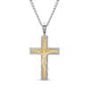 Thumbnail Image 1 of Men's Multi-Finish Crucifix Cross Pendant in Stainless Steel and Yellow Ion Plate - 24"