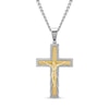 Men's Multi-Finish Crucifix Cross Pendant in Stainless Steel and Yellow ...