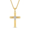 Thumbnail Image 1 of Men's 0.04 CT. T.W. Diamond Mini Cross Inlay Pendant in Stainless Steel and Yellow Ion Plate - 24"