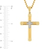 Thumbnail Image 2 of Men's 0.04 CT. T.W. Diamond Mini Cross Inlay Pendant in Stainless Steel and Yellow Ion Plate - 24"