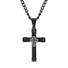 Men's 0.04 CT. T.W. Black Diamond Mini Cross Inlay Pendant in Stainless Steel with Black Ion Plate - 24"