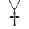 Thumbnail Image 1 of Men's 0.04 CT. T.W. Black Diamond Mini Cross Inlay Pendant in Stainless Steel with Black Ion Plate - 24"