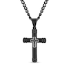 Thumbnail Image 0 of Men's 0.04 CT. T.W. Black Diamond Mini Cross Inlay Pendant in Stainless Steel with Black Ion Plate - 24"